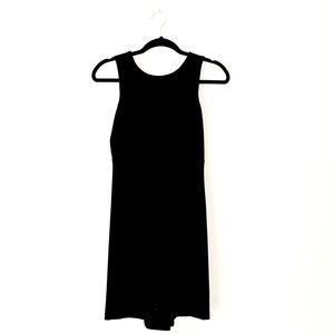 Black A-line mini dress. Very flattering.